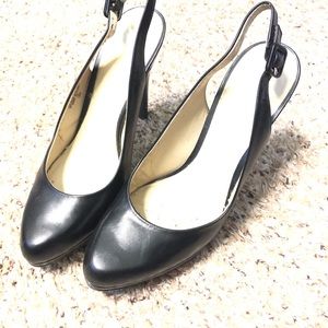 Nine West Black platform sling back-worn twice